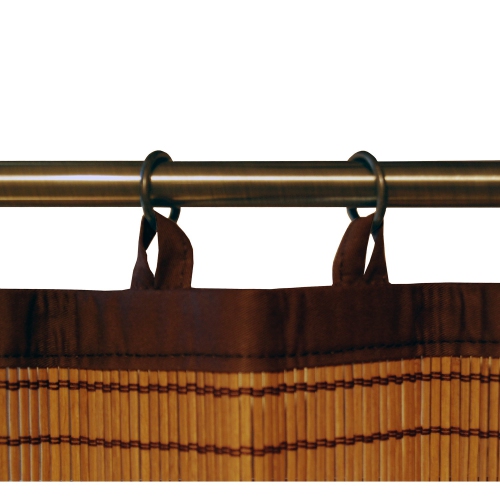 Versailles - 2 Ring Top Bamboo Curtain Panels, Brass Grommets, 48" x 24", Brown