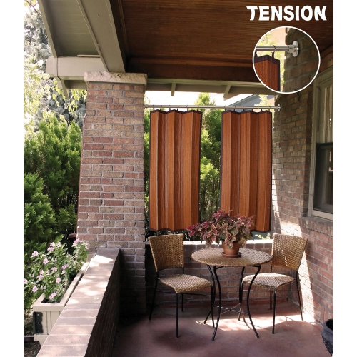 Versailles - Stainless Steel Curtain Tension Rod, Indoor/Outdoor, Adjustable Length from 48" à 86", Brown