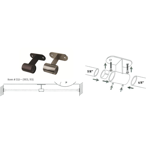 Versailles - Ceiling Bracket for Tension Curtain Rod, Indoor/Outdoor, Silver