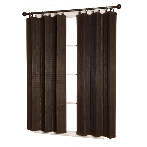 Versailles - Ring Top Bamboo Curtain Panel, Brass Grommets, 40" x 63", Espresso