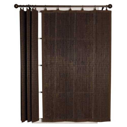 Versailles - Ring Top Bamboo Curtain Panel, Brass Grommets, 40" x 63", Espresso