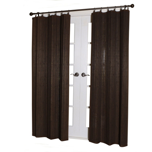 Versailles - Ring Top Bamboo Curtain Panel, Brass Grommets, 40" x 84", Espresso