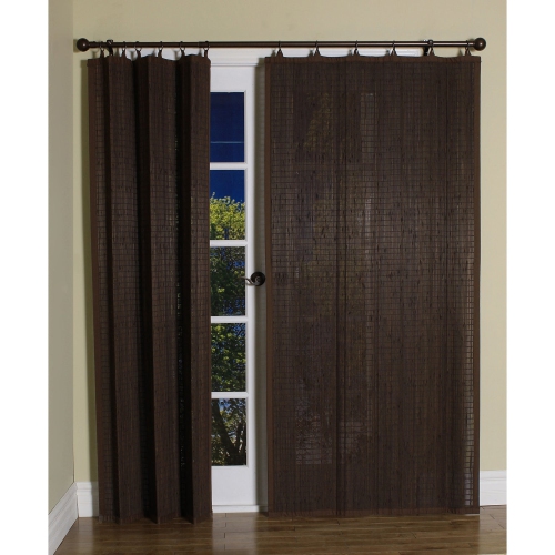 Versailles - Ring Top Bamboo Curtain Panel, Brass Grommets, 40" x 84", Espresso
