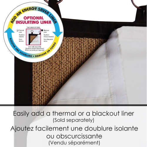 Versailles - Ring Top Bamboo Curtain Panel, Brass Grommets, 40" x 84", Espresso