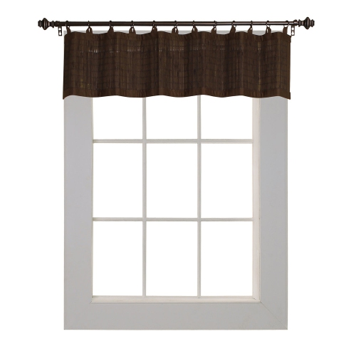 Versailles - Ring Top Bamboo Valance, Brass Grommets, 48" x 12", Espresso