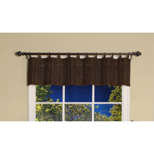 Versailles - Ring Top Bamboo Valance, Brass Grommets, 48" x 12", Espresso