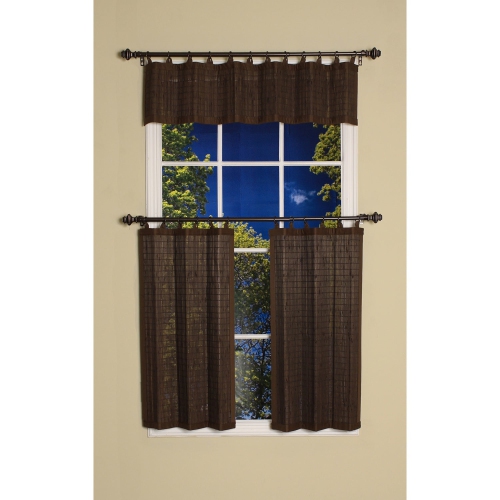 Versailles - Ring Top Bamboo Valance, Brass Grommets, 48" x 12", Espresso