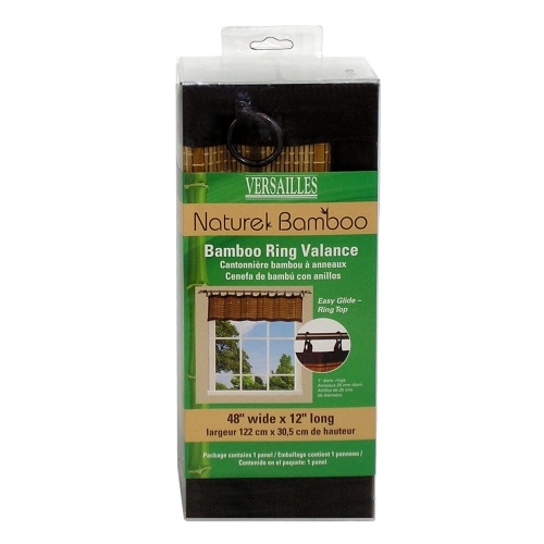 Versailles - Ring Top Bamboo Valance, Brass Grommets, 48" x 12", Espresso