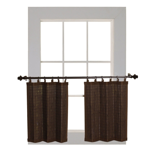 Versailles - 2 Ring Top Bamboo Curtain Panels, Brass Grommets, 48" x 24", Espresso