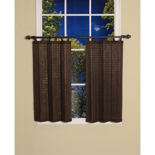 Versailles - 2 Ring Top Bamboo Curtain Panels, Brass Grommets, 48" x 36", Espresso