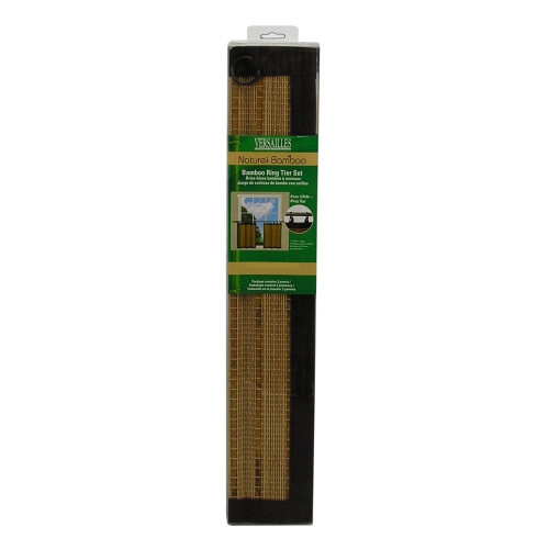 Versailles - 2 Ring Top Bamboo Curtain Panels, Brass Grommets, 48" x 36", Espresso