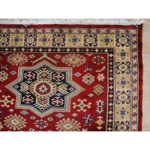 Ahmedani Shirvan Kuba Caucasion Geometric Fine Veg Dye Hand Knotted Rug Carpet 6.0' x 4.3' Area Rug - Red