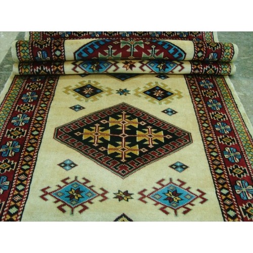 Ahmedani Wow Shirvan Floral Geometric Designed Hand Knotted Soft Hall Way Rug 10.1' x 2.8' Hallway Runner - Multi-Colour