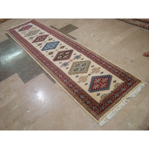 Ahmedani Wow Shirvan Floral Geometric Designed Hand Knotted Soft Hall Way Rug 10.1' x 2.8' Hallway Runner - Multi-Colour