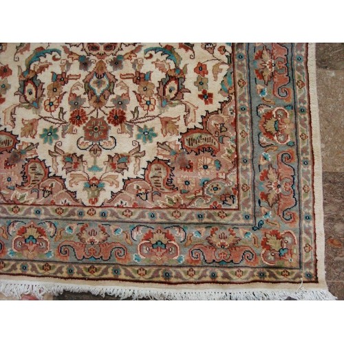 Ahmedani Wow Amazing Medallion Flower Hand Knotted Wool Silk Carpet 6.0' x 4.2' Area Rug - Ivory