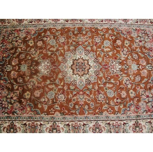 AHMEDANI  Wow Exclusive Exotic Burnt Rust Rectangle Area Rug Hand Knotted Wool Silk Carpet (4 X 6)' In Orange