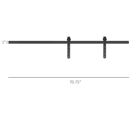 HOMCOM 6FT Antique Sliding Barn Wood Door Hardware Kit Cabinet Closet Hanger Set for Single Door Coffee