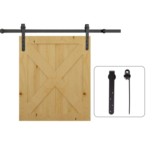 HOMCOM 6FT Antique Sliding Barn Wood Door Hardware Kit Cabinet Closet Hanger Set for Single Door Coffee