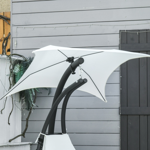 Outsunny Outdoor Hammock Chair with Stand, Floating Chaise Lounge Chair with Soft Padded Cushion, Hanging Hammock Swing Reclining Seat with Canopy