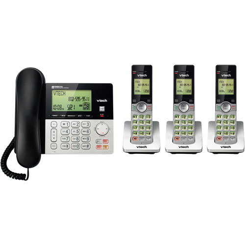 Téléphone sans fil à 3 combinés avec afficheur DECT 6.0 de VTech et répondeur - Argenté