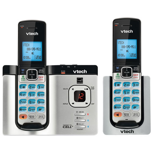 VTech 2-Handset DECT 6.0 Cordless Phone With Bluetooth And Caller ID - Silver