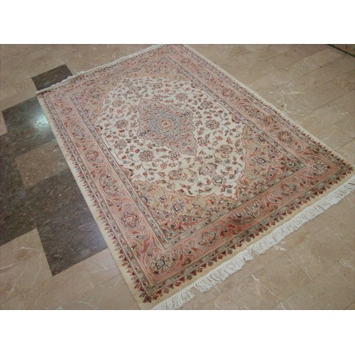 Awesome Sarafiann Floral Medallion Area Rug Hand Knotted Wool Silk Carpet'