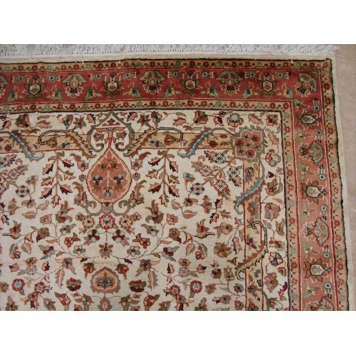 Wow Pestal Ivory Medallion Vaas Rectangle Area Rug Hand Knotted Wool Silk Carpet'