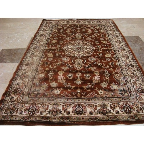 Exclusive Exotic Dark Rust Burnt Orange Rectangle Area Rug Hand Knotted Wool Silk Carpet'