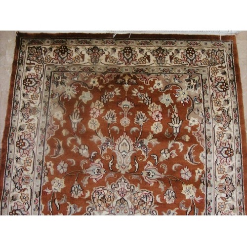 Exclusive Exotic Dark Rust Burnt Orange Rectangle Area Rug Hand Knotted Wool Silk Carpet'