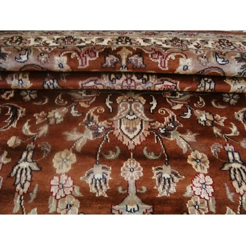 Exclusive Exotic Dark Rust Burnt Orange Rectangle Area Rug Hand Knotted Wool Silk Carpet'