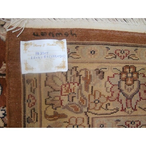 Exclusive Exotic Dark Rust Burnt Orange Rectangle Area Rug Hand Knotted Wool Silk Carpet'