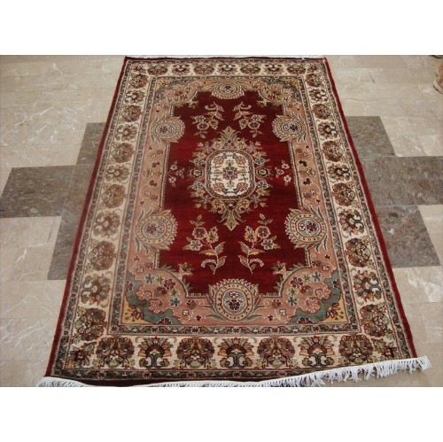 Exclusive Red Floral Lovely Hand Knotted Area Rug Wool Silk Carpet'
