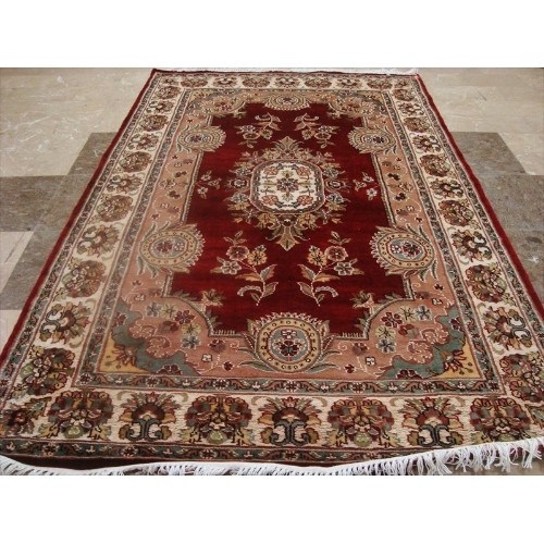 Exclusive Red Floral Lovely Hand Knotted Area Rug Wool Silk Carpet'
