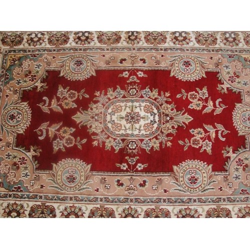 Exclusive Red Floral Lovely Hand Knotted Area Rug Wool Silk Carpet'