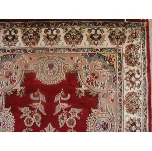 Exclusive Red Floral Lovely Hand Knotted Area Rug Wool Silk Carpet'