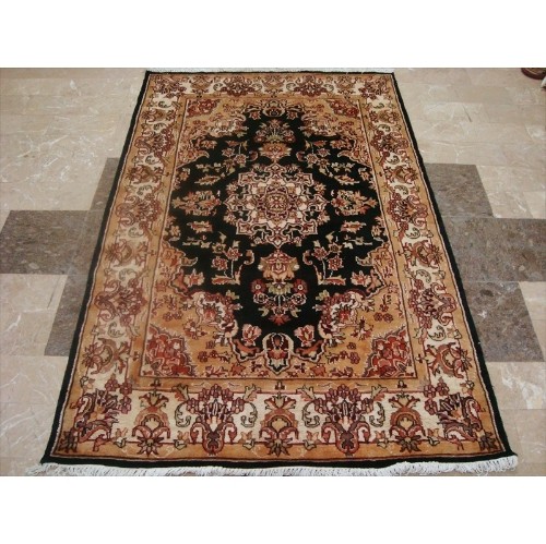 Wow Exclusive Exotic Black Amazed Rectangle Area Rug Hand Knotted Wool Silk Carpet'