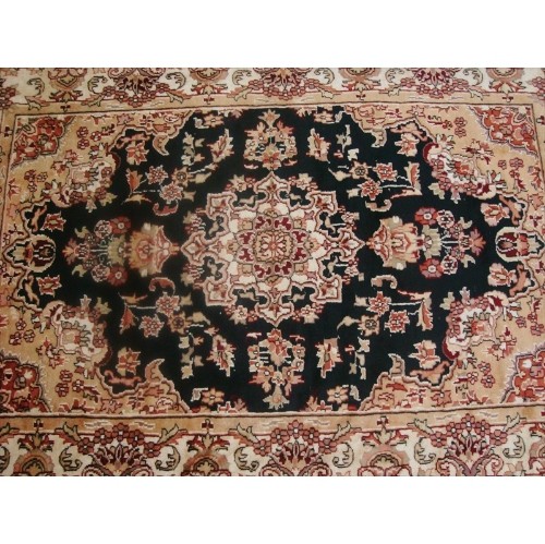 Wow Exclusive Exotic Black Amazed Rectangle Area Rug Hand Knotted Wool Silk Carpet'