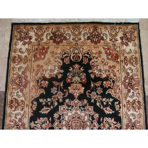 Wow Exclusive Exotic Black Amazed Rectangle Area Rug Hand Knotted Wool Silk Carpet'
