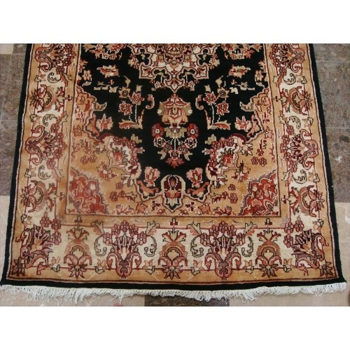 Wow Exclusive Exotic Black Amazed Rectangle Area Rug Hand Knotted Wool Silk Carpet'