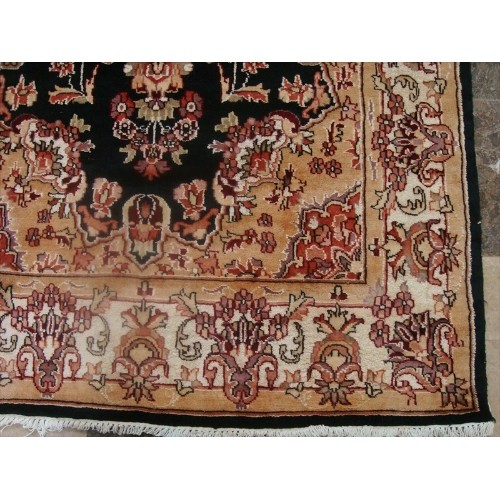 Wow Exclusive Exotic Black Amazed Rectangle Area Rug Hand Knotted Wool Silk Carpet'
