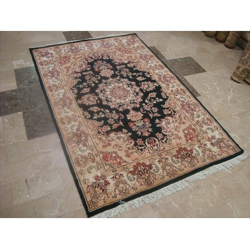 Wow Exclusive Exotic Black Amazed Rectangle Area Rug Hand Knotted Wool Silk Carpet'