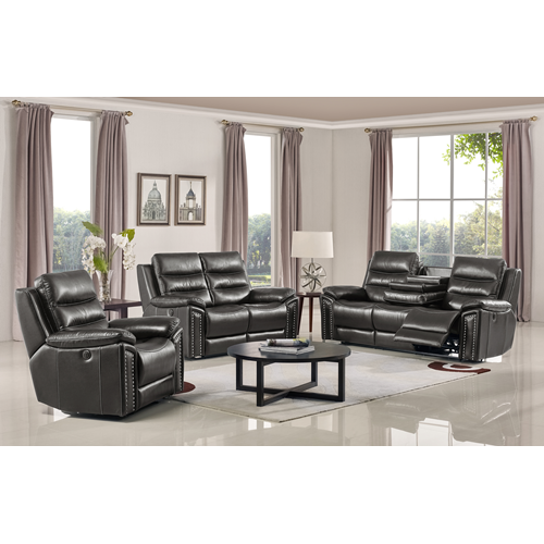 Husky® Five Star Comfort "Jetson Collection" 3-PC Leather Air Reclining Sofa Set - Gray