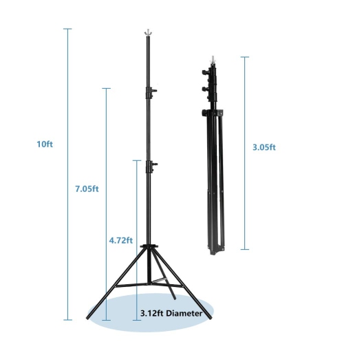 Duramex Photography 10' Wide x 7' FT High Background Stand with 8 Clips, 2 Sand Bags and Carrying Bag for Backdrop Muslin Paper with Two Stands,