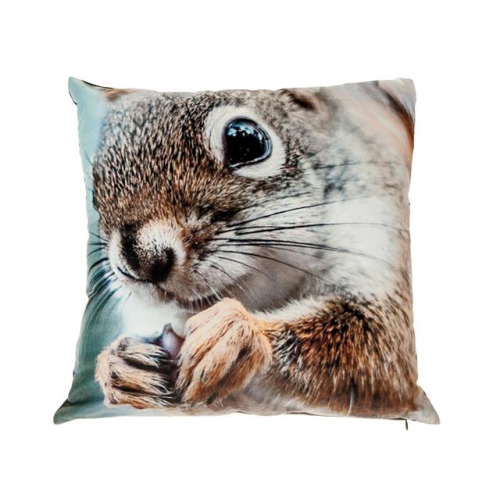 KOZY NICHE - SQUIRREL WITH ACORN) - VELVET CUSHION WITH SIDE ZIPPER- SET OF 2