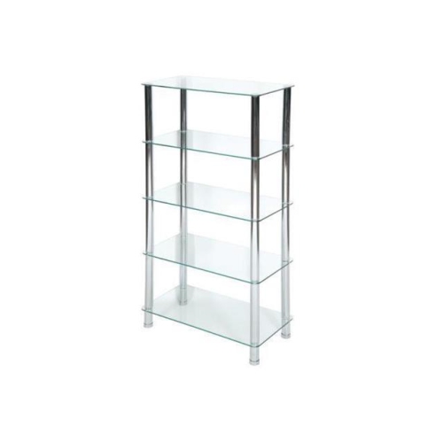 KOZY NICHE - NIAM - 5-TIER CHROME RECTANGULAR FROSTED GLASS STAND