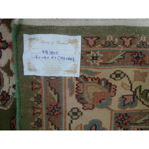 Ahmedani Lovely Medallion Hand Knotted Wool Silk Carpet 6.0' x 4.0' Area Rug - Olive Green