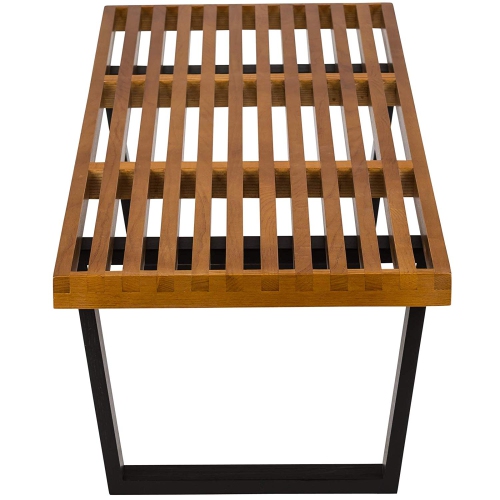 George Nelson Furniture® Nicer Plate-forme Banc Hardwood Haut Finition et noir peint Pieds en bois massif fini noyer 5 pieds