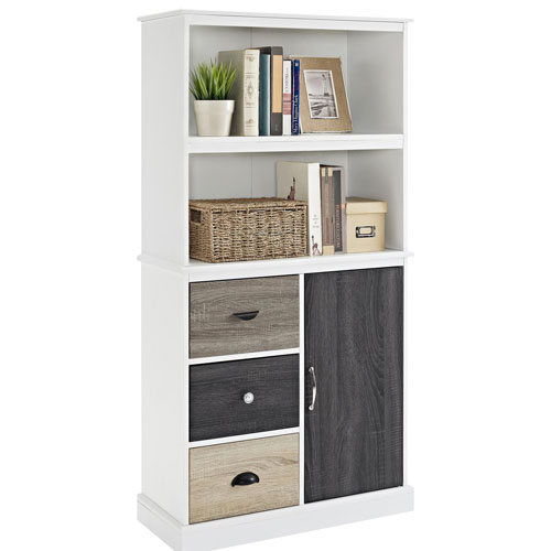 Mercer 57 1 2 Shelf Bookcase With Door Drawers White Best