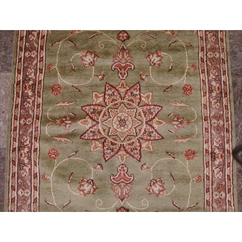 Wow Gold Green Floral Medallion Rectangle Area Rug Hand Knotted Wool Silk Carpet'