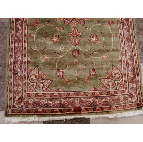 Wow Gold Green Floral Medallion Rectangle Area Rug Hand Knotted Wool Silk Carpet'